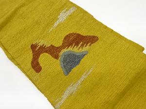 リサイクル　手織り紬遠山に霞模様織出し名古屋帯